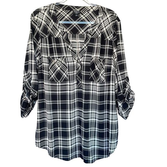 Torrid Harper Black and White Plaid Women's Top - Picture 1 of 12